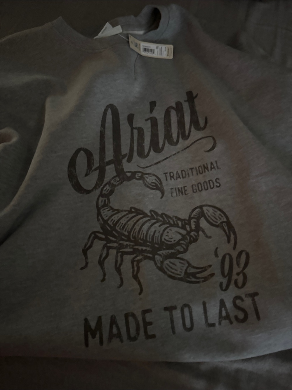 Ariat Gray Graphic Crewneck Sweatshirt with Scorpion Print